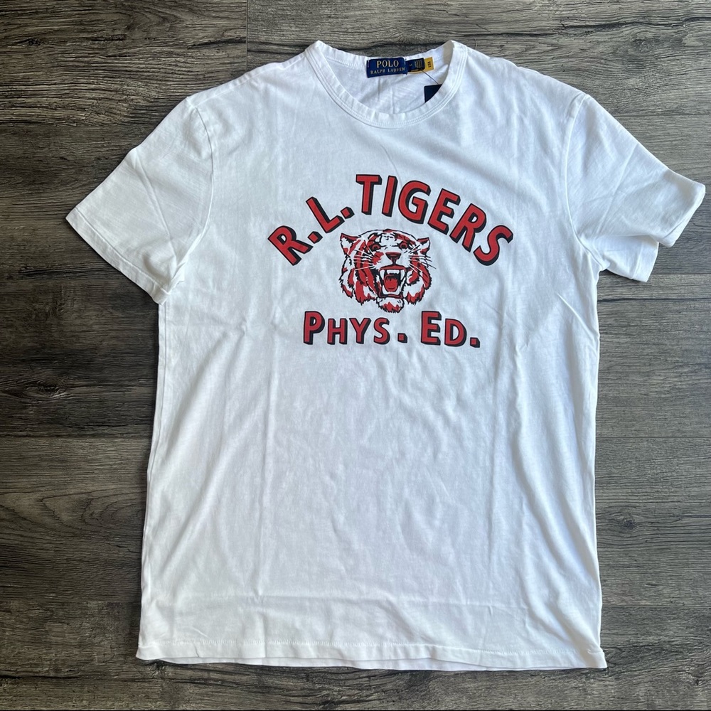 NWT Polo Ralph Lauren, R.L. Tigers Phys. Ed. White T-Shirt, M
